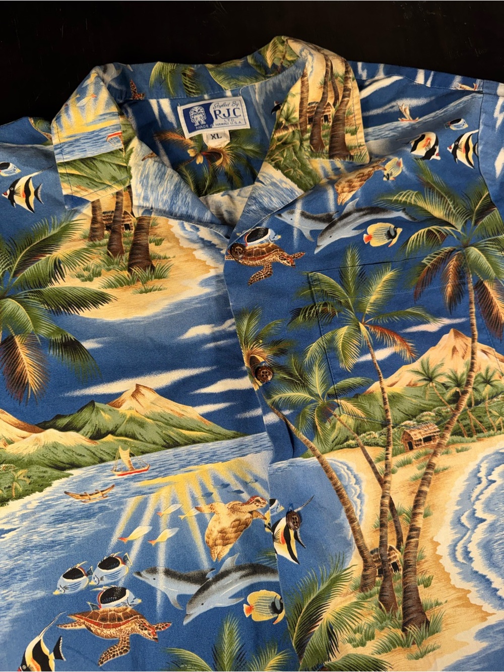 RJC Vintage Hawaiian Shirt XL Blue Tropical